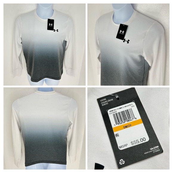 Under Armour NWT White Gray Ombre Pullover Sweatshirt‎ Size Small Loose Fit $55 - Picture 1 of 14